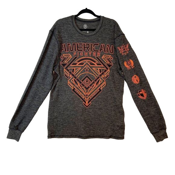 American Fighter Fowler Thermal Top Mens 3X Gray Waffle Knit Long Sleeve Graphic - Picture 1 of 5